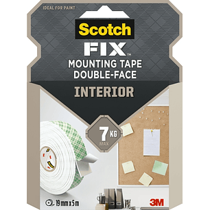 Scotch-Fix Cinta de Montaje para Interior de Doble Cara - 19mm x 5m - Color Blanco