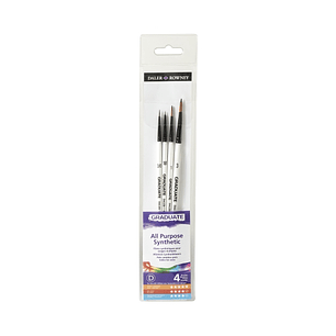 Daler Rowney Graduate Pack de 4 Pinceles Multitecnica - Pelo Sintetico - Mango Corto