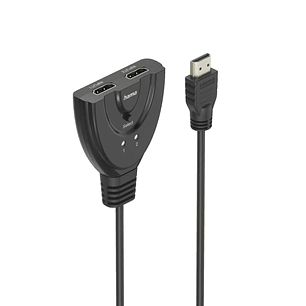 Hama Essential Conmutador HDMI 4K - Cable 1.7cm - Luz LED - 2 Entradas HDMI Hembra - 1 Salida HDMI Macho - Color Negro