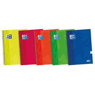 Oxford School Classic Write&Erase Fº Cuaderno Espiral - Tapa Extradura - Pauta 2.5mm con Margen - 80 Hojas - Colores Surtidos
