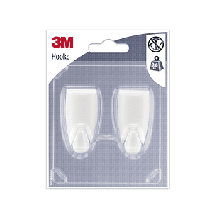 3M Pack de 2 Ganchos Adhesivos Modernos - Formato M - Soporta hasta 0.6kg - Color Blanco