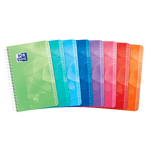 Oxford Lagoon Indice Alfabetico Espiral 50 Hojas Cuadricula 5x5 - Tamaño 11x17cm - Tapa de Plastico Resistente - Organiza tus Documentos Facilmente - 