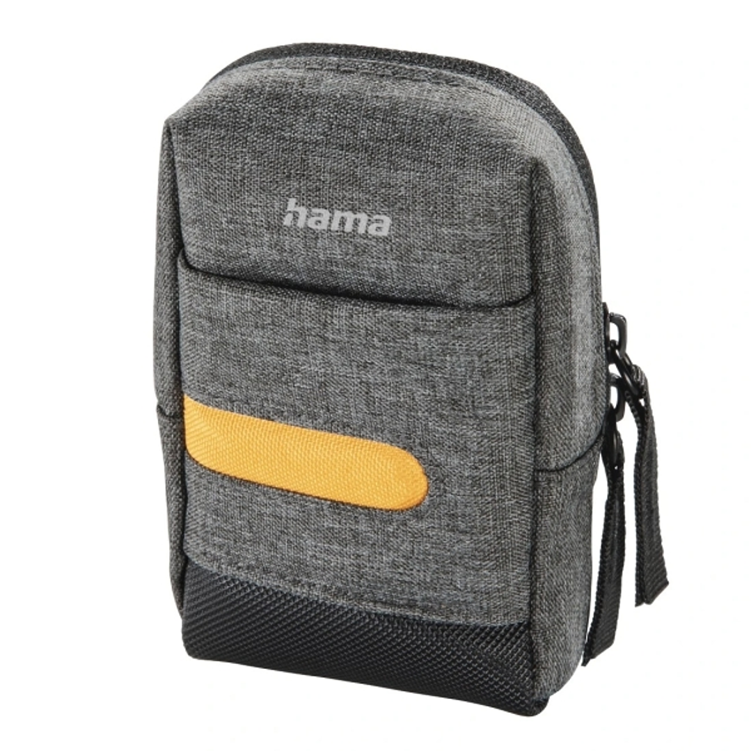 Hama Terra Funda para Camara - Poliester Reciclado - Asa para Cinturon - Correa de Cuello Desmontable - 6.5x3x11cm - Color Gris 1