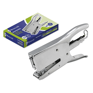 Bismark Grapadora de Tenaza Cromada - Capacidad de Grapado 40 Hojas - Diseño Ergonomico - Alta Durabilidad - Color Plata