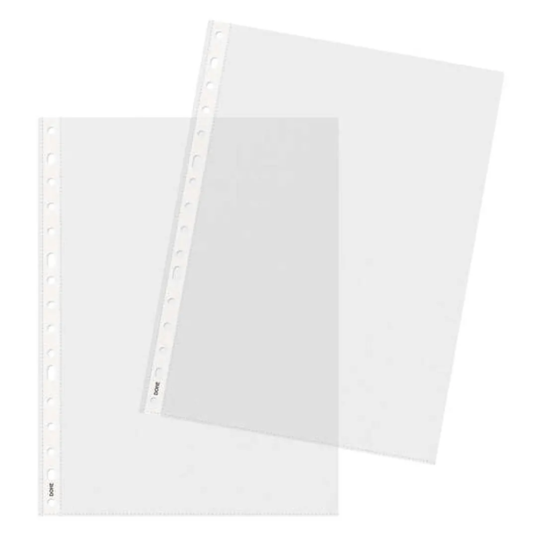 Dohe Basic Plus Pack de 100 Fundas Multitaladro Tamaño A4 16 Taladros - Polipropileno Rugoso - Calidad Basica Plus 1