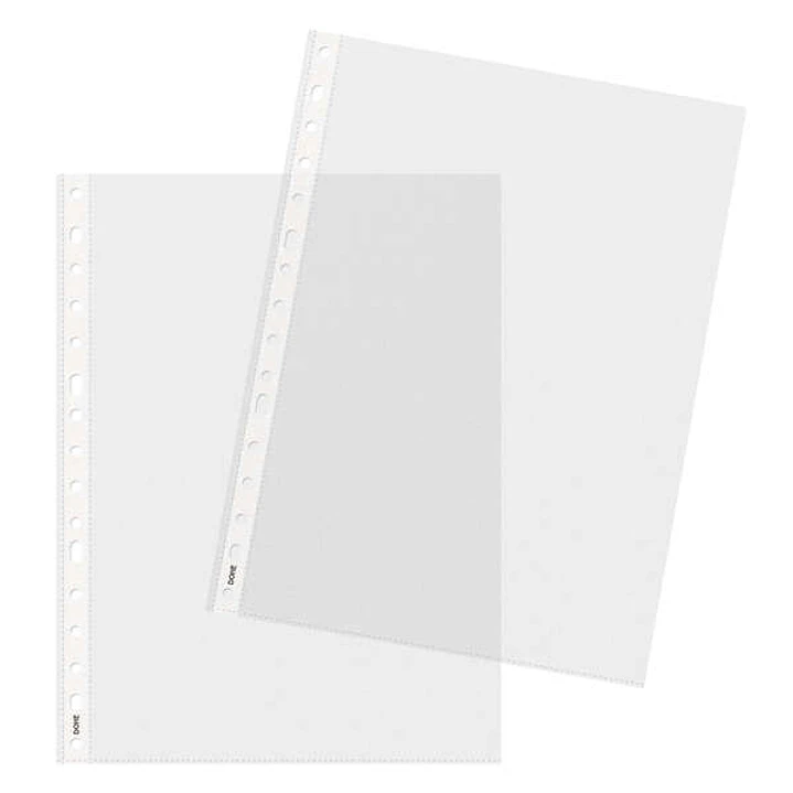 Dohe Basic Plus Pack de 100 Fundas Multitaladro Tamaño A4 16 Taladros - Polipropileno Rugoso - Calidad Basica Plus 1