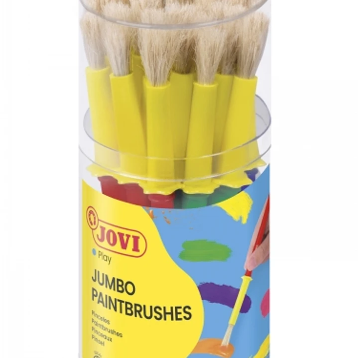 Jovi Jumbo Paint Brushes Bote 20 Pinceles Medianos Pelo Cerda - Gruesos de Pelo Natural - Mango de Plastico - No Gotean - Limpieza Facil - Sistema de  1