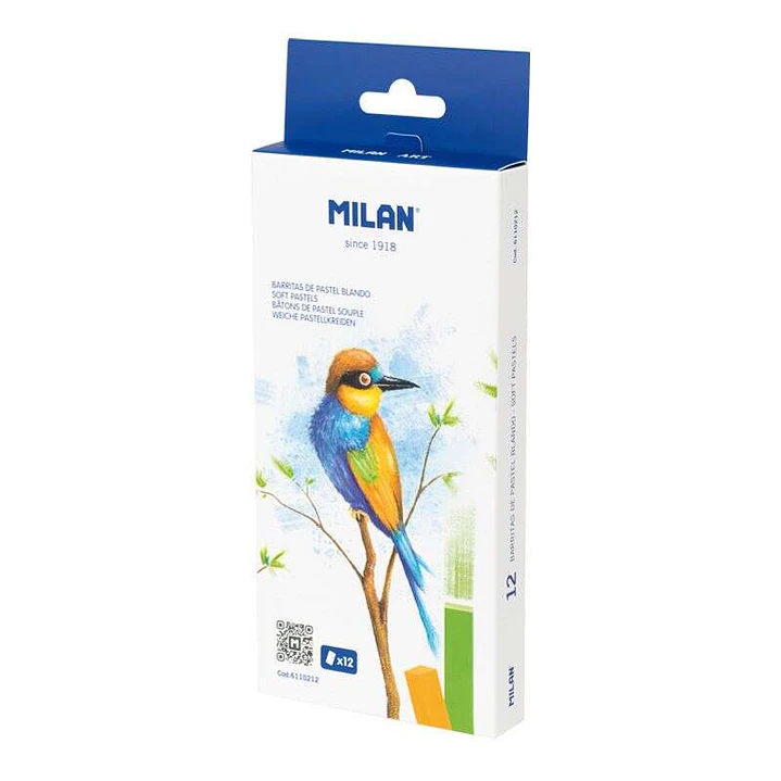 Milan Art Pack de 12 Pasteles Blandos - Colores Intensos y Brillantes - Resistentes a la Luz - Mezclables - Colores Surtidos 1