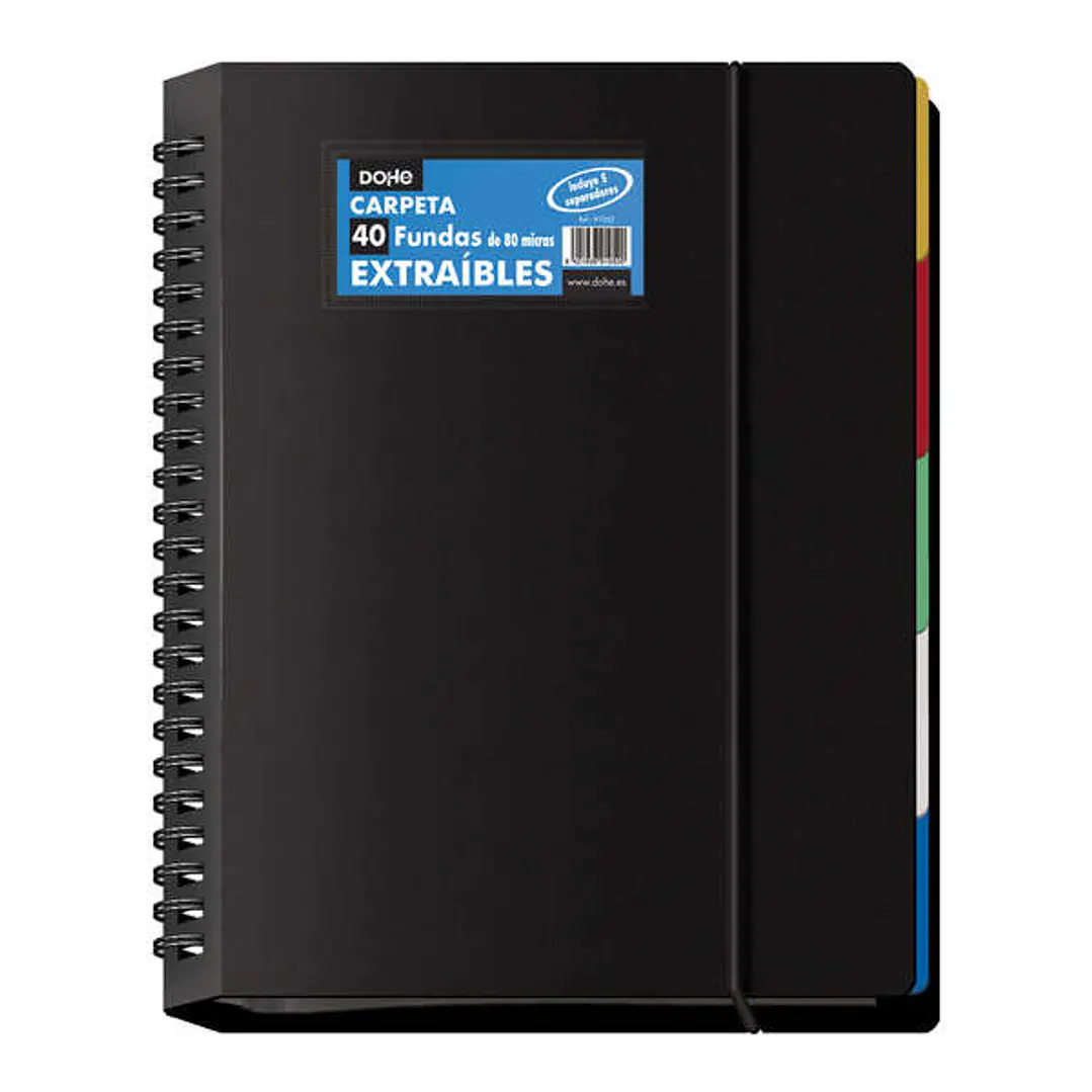 Dohe Carpetas con Fundas en Tamaño Din A4 - Tapa de Polipropileno Opaco - Fundas Transparentes Extraibles de 23 Perforaciones - Bolsa Individual Inclu 1