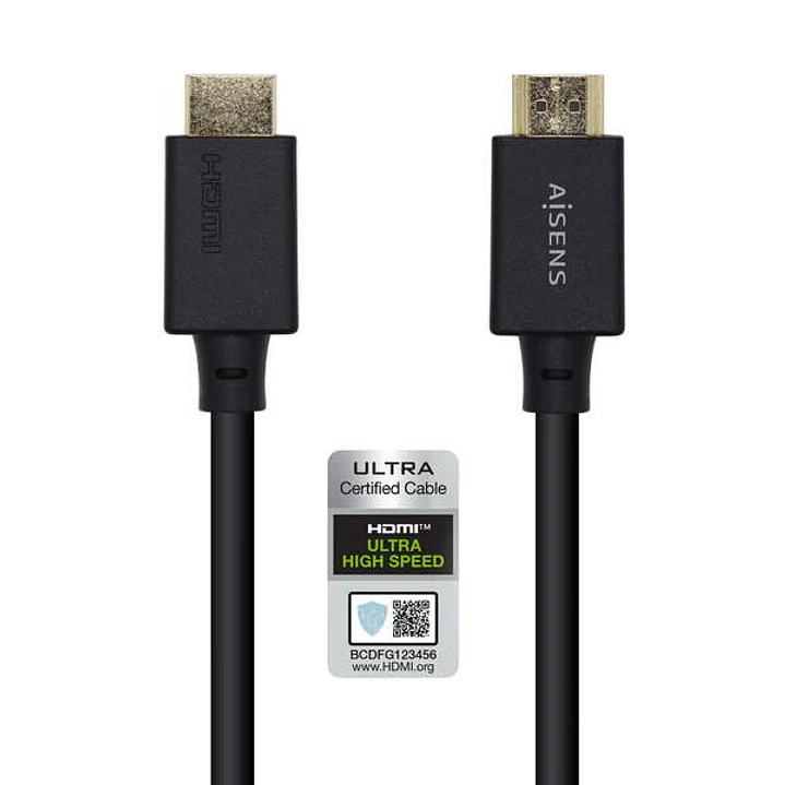 Aisens Cable HDMI V2.1 Certificado Ultra Alta Velocidad 8K@60Hz 48Gbps - A/M-A/M - 2.0m - Color Negro 1