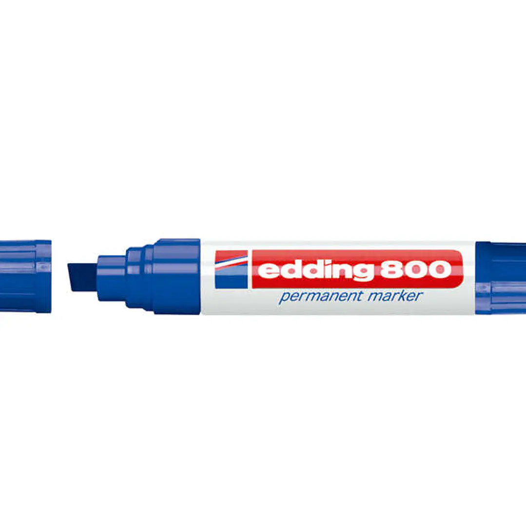 Edding 800 Rotulador Permanente - Punta Biselada - Trazo entre 4 y 12 mm. - Recargable - Secado Instantaneo - Color Azul 1