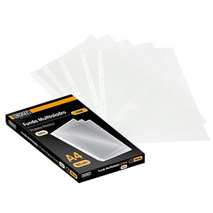Ingraf Pack de 100 Fundas Multitaladro A4 Transparentes 70 Micras - Acabado en Cristal