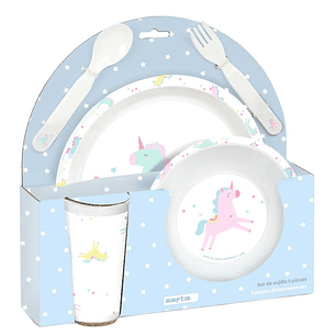 Safta Unicornio Set de Menaje Infantil - PVC sin BPA - 260x90x260mm - Color Azul