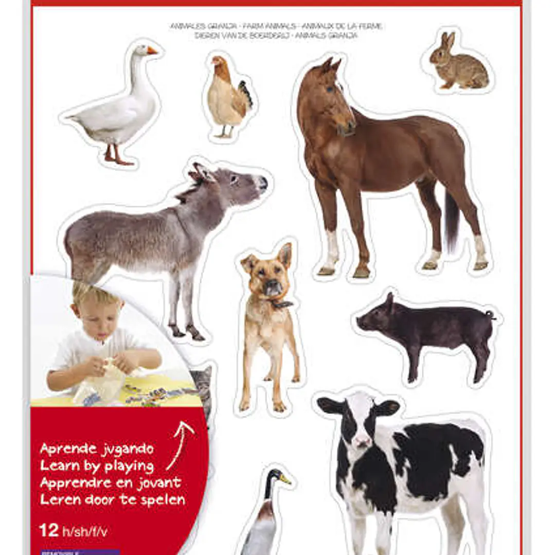 Apli Gomets Tematicos Realistas Animales de la Granja - 144 Gomets en 12 Hojas - Adhesivo Removible - Ideal para Desarrollar Habilidades Motoras - Adh 1