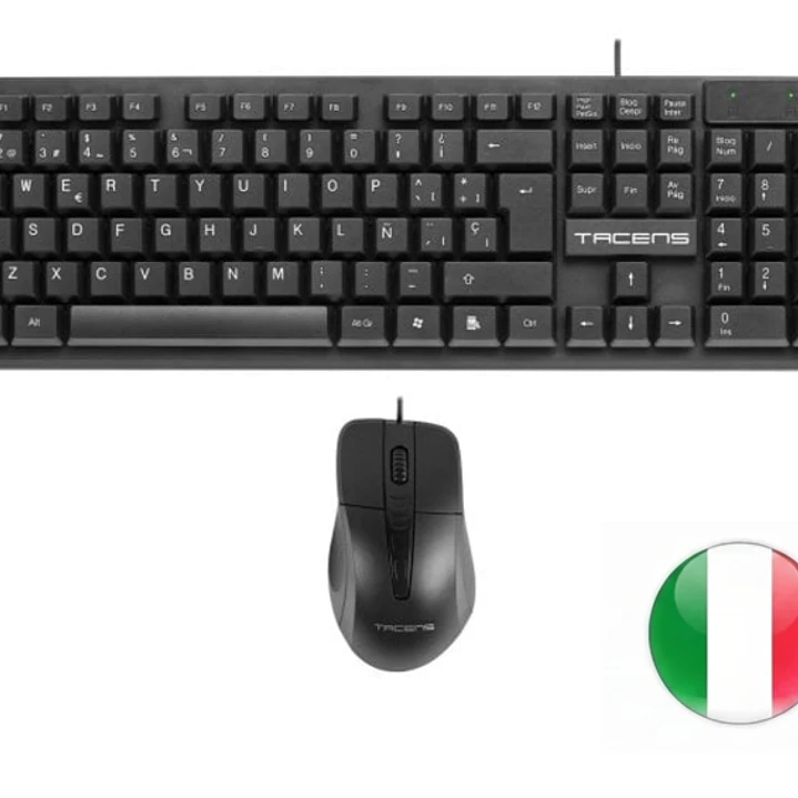 Tacens Anima ACP02 Pack USB Teclado Multimedia + Raton 1200dpi 3 Botones - Disposicion Italiana QWERTY IT - Cable de 1.3m - Teclas de Membrana - Senso 1