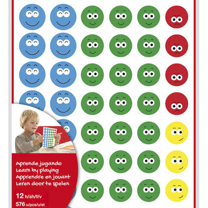 Apli Gomets Cara Feliz Ii - 576 Gomets por Bolsa - 4 Estilos de Cara Diferentes - Motivan y Premian a los Niños - Enseñan a Expresar Sentimientos - Ad 1