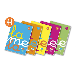Lamela Pack de 5 Libretas Grapadas con 50 Hojas de 90g/m2 con Margen - Formato A4 - Pauta Cuadrovia de 4mm - Cubierta de Polipropileno Fluorescente - 