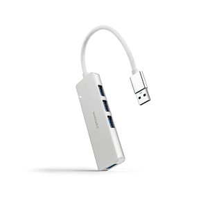 Nanocable Hub USB 3.0 4xUSB3.0. USB-A/M-USB 3.0/H - Aluminio - 18cm - Color Gris