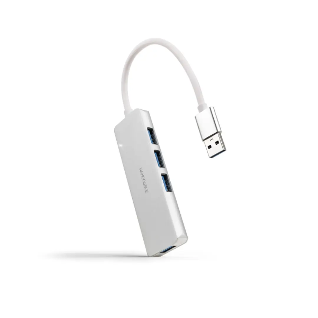Nanocable Hub USB 3.0 4xUSB3.0. USB-A/M-USB 3.0/H - Aluminio - 18cm - Color Gris 1