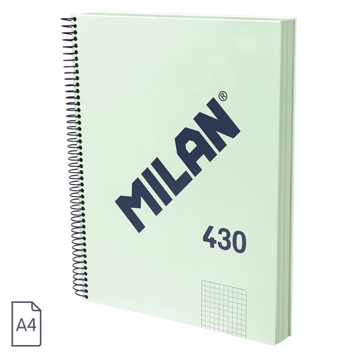 Milan 430 Since 1918 Cuaderno A4 con Espiral - Cuadricula 5x5mm - 120 Hojas de 95g - Tapa Dura - Color Menta 1