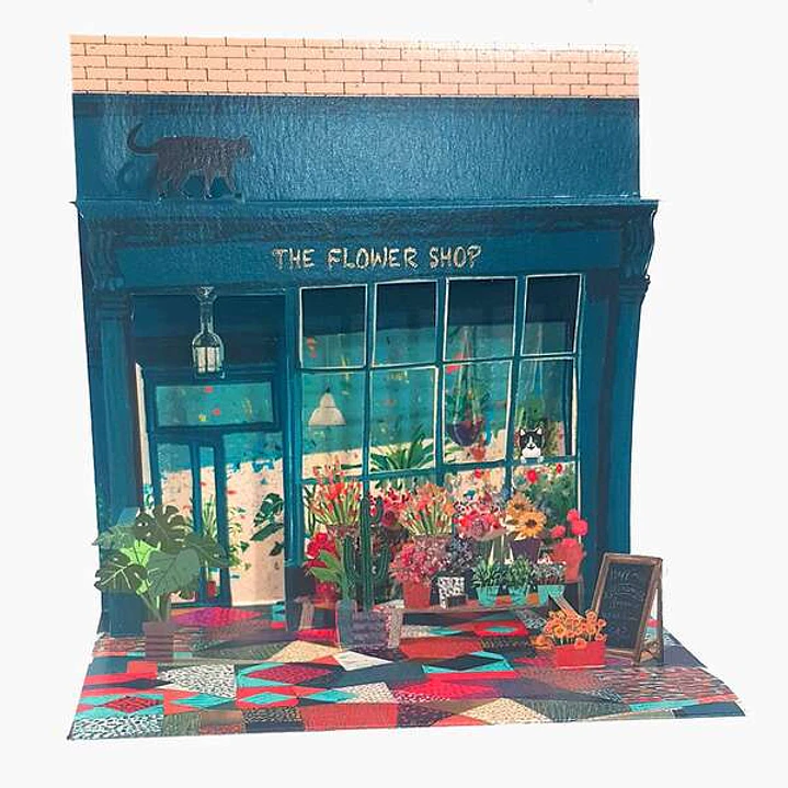 Pictura Tarjeta 3D Pop-Up - 16x16cm - Tematica Floristeria - Embolsada Individualmente - Incluye Sobre Blanco - Papel con Certificacion FSC 1