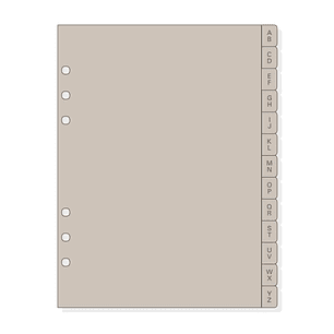 Finocam R1064 Indice Alfabetico para Agendas Open - 13 Solapas - Formato 1000 - 166x2x215mm - PVC - Color Beige Grisaceo