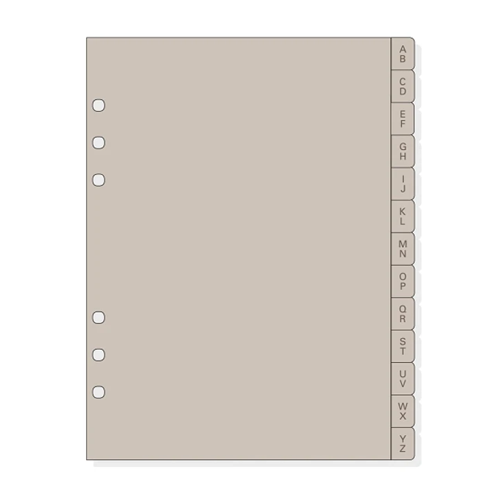 Finocam R1064 Indice Alfabetico para Agendas Open - 13 Solapas - Formato 1000 - 166x2x215mm - PVC - Color Beige Grisaceo 1