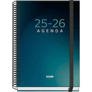 Dohe Boreal Agenda Escolar 25/26 Espiral A5 - Dia Pagina - Papel 70g/m2 - 4 Hojas de Pegatinas - Cubierta de Carton Plastificado - Cierre con Goma Ela