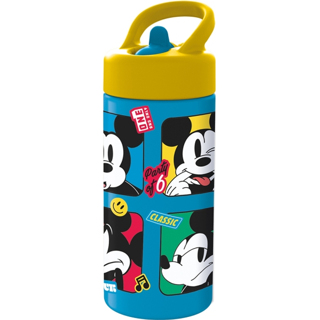 Safta Mickey Mouse Good Day Botella de 410ml - PVC sin BPA - Tapon Antigoteo con Pajita - Color Azul 1