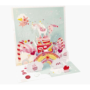Pictura Tarjeta 3D Pop-Up Unicornio - 16x16cm - Tematica Unicornio - Embolsada Individualmente - Incluido Sobre Blanco - Papel con Certificacion FSC