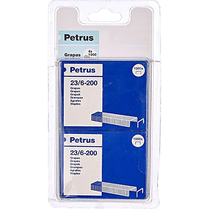 Petrus Pack de 4 Cajas de 1000 Grapas 23/6-200 Cobreadas - Hasta 20 Hojas - Patilla de 6mm