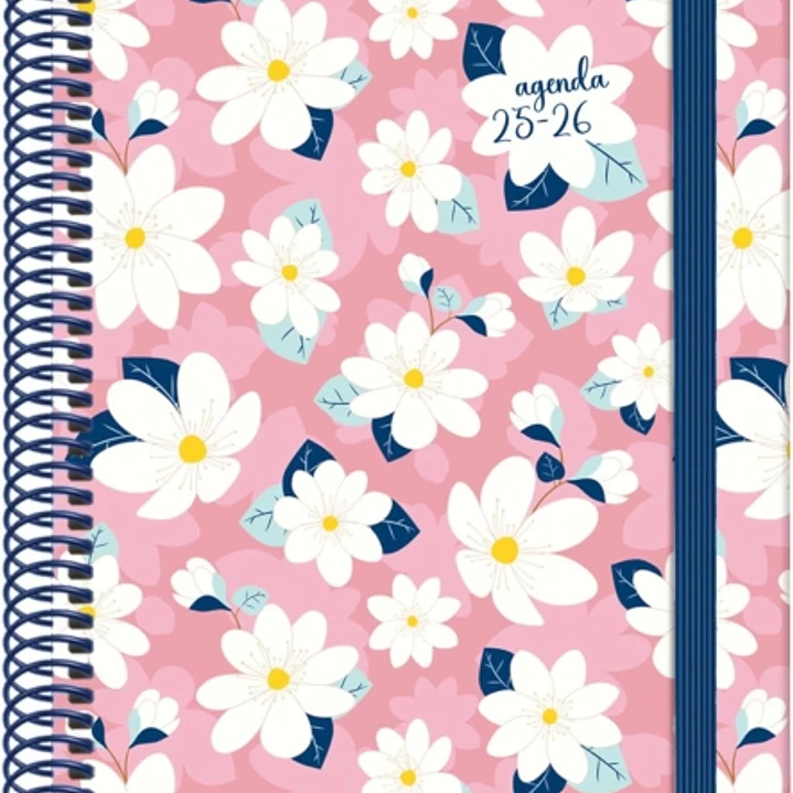 Dohe Camomille Agenda Escolar 25/26 Espiral A5 - Dia Pagina - Papel 70g/m2 - 4 Hojas de Pegatinas - Cubierta de Carton Plastificado - Cierre con Goma  1