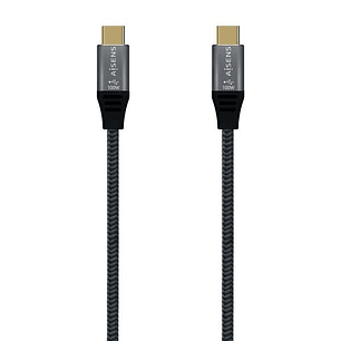 Aisens Cable USB 3.2 Gen2x2 Aluminio 20Gbps 8K@30Hz 5A 100W E-Mark, Tipo USB-C/M-USB-C/M - 1.5m - Color Gris