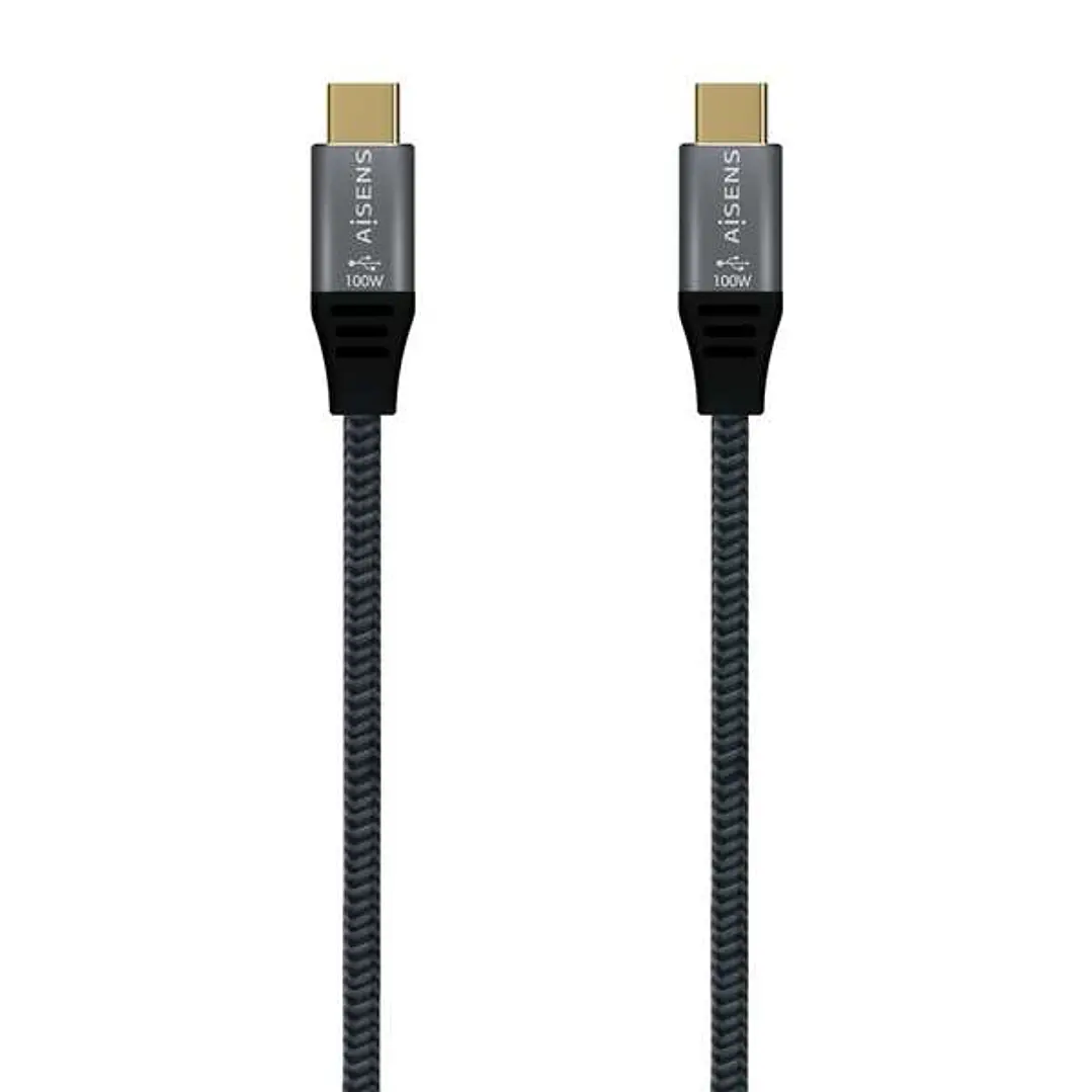 Aisens Cable USB 3.2 Gen2x2 Aluminio 20Gbps 8K@30Hz 5A 100W E-Mark, Tipo USB-C/M-USB-C/M - 1.5m - Color Gris 1