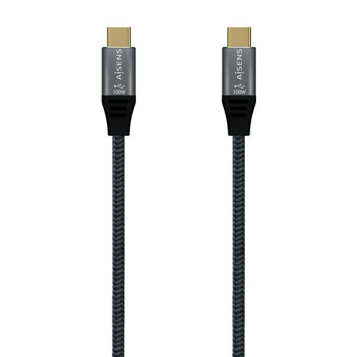 Aisens Cable USB 3.2 Gen2x2 Aluminio 20Gbps 8K@30Hz 5A 100W E-Mark, Tipo USB-C/M-USB-C/M - 1.5m - Color Gris 1