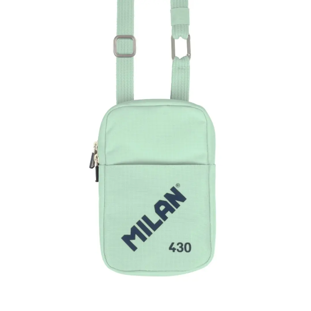 Milan Coleccion 430 Bolso Pequeño Bandolera - Tamaño Bolso 19x2.3x12.8cm - Cierre de Cremallera - Mosqueton de Aluminio - Color Verde 1