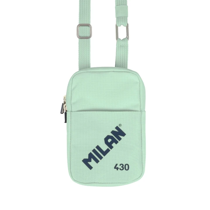 Milan Coleccion 430 Bolso Pequeño Bandolera - Tamaño Bolso 19x2.3x12.8cm - Cierre de Cremallera - Mosqueton de Aluminio - Color Verde 1