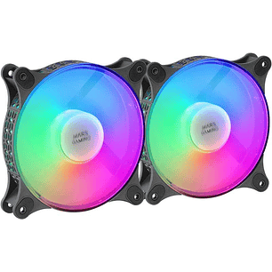 Mars Gaming Kit de 2 Espectaculares Ventiladores FRGB RAINBOW 360º - 120x120x25mm - Iluminacion 360º FRGB RAINBOW - Ventilacion Superior y Silenciosa 