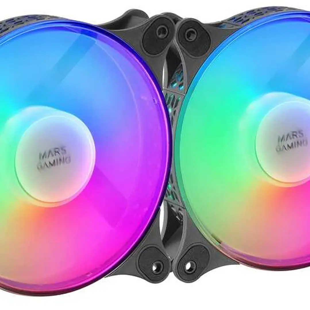 Mars Gaming Kit de 2 Espectaculares Ventiladores FRGB RAINBOW 360º - 120x120x25mm - Iluminacion 360º FRGB RAINBOW - Ventilacion Superior y Silenciosa  1