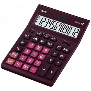 Casio GR-12C Calculadora de Sobremesa de 12 Digitos - Pantalla Extragrande - Simbolos de Comando de Funcion - Alimentacion Solar y Pilas - Color Burde