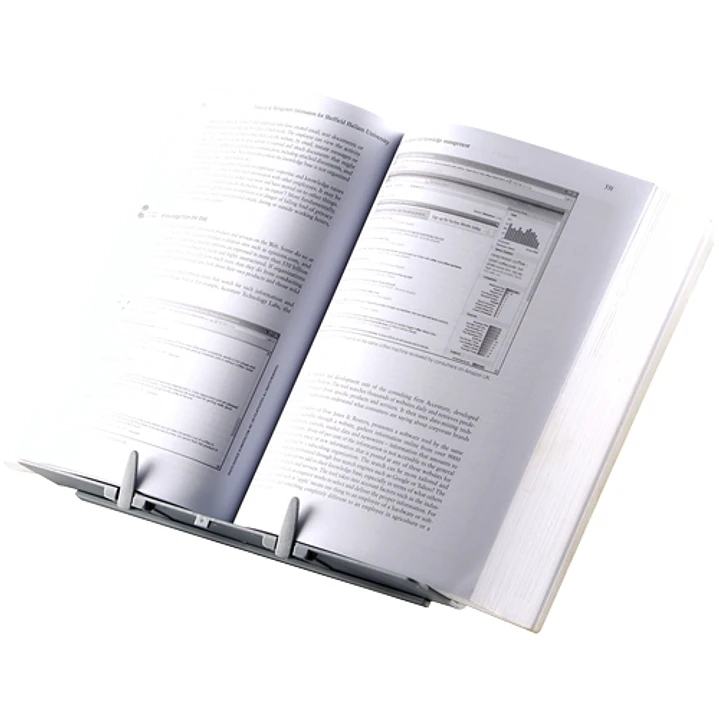 Fellowes Atril para Libros Ajustable con Clips - 9 Ajustes de Altura - Base Antideslizante y Plegable - Capacidad para 400 Hojas A4 - Color Plata 1