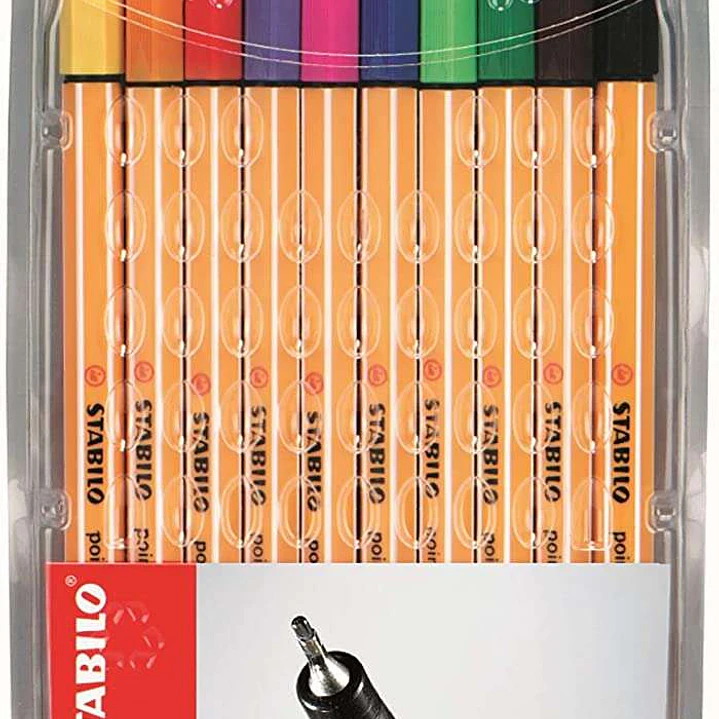 Stabilo Point 88 Pack de 10 Rotuladores de Punta Fina de Fibra - Trazo de 0.4 mm - Tinta con Base de Agua - Colores Surtidos 1