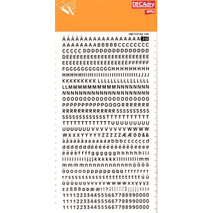 Apli Letras y Numeros Transferibles Super 4mm - 706 Caracteres - Negros Intensos