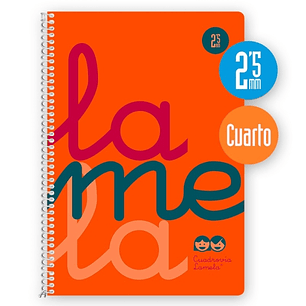 Lamela Cuaderno Espiral con 80 Hojas de 90g/m2 con Margen - Formato Cuarto - Pauta Cuadrovia de 2.5mm - Cubierta Extra Dura - Papel Offset Blanco Extr