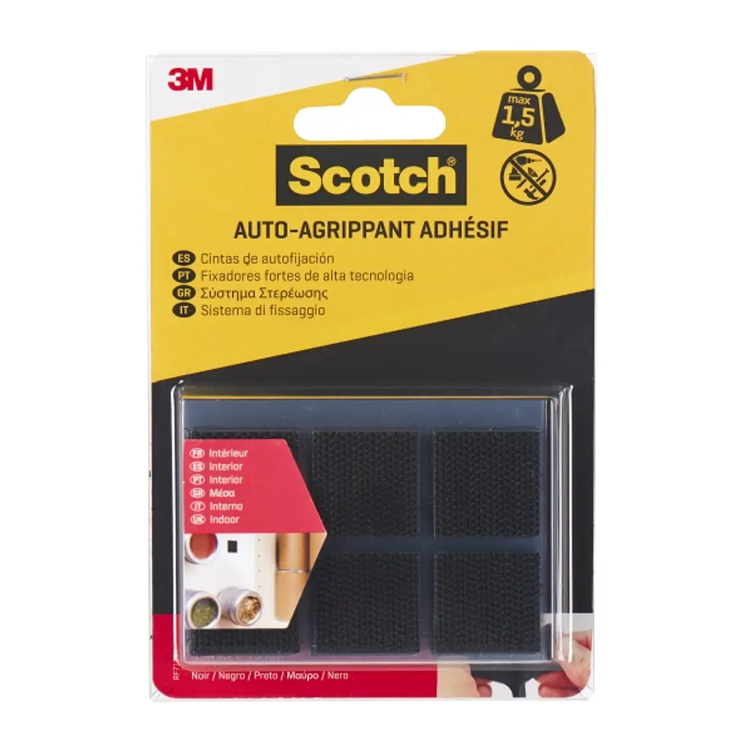 Scotch Pack de 12 Cierres Adhesivos Reposicionables - 22x22mm - Uso en Interior - Color Negro 1