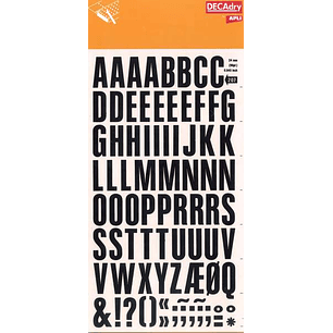 Apli Letras Transferibles Super Negras 24mm - 86 Caracteres - Facil Aplicacion - Gran Calidad - Resistente al Agua - Negro