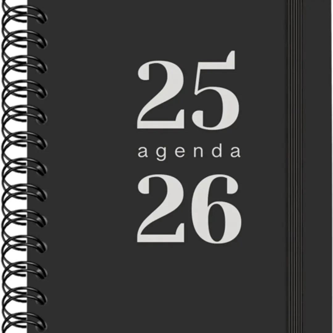 Dohe Grammar Agenda Escolar 25/26 Espiral A5 - Semana Vista - Papel 80g/m2 - Cubierta de Polipropileno - Cierre de Goma Elastica - Color Negro 1