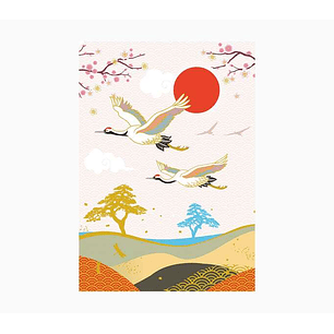 Pictura Zig-Zag Tarjeta Triptica de Felicitacion 15x22cm - Dieño Garzas - Incluye Sobre Blanco - Papel con Certificacion FSC