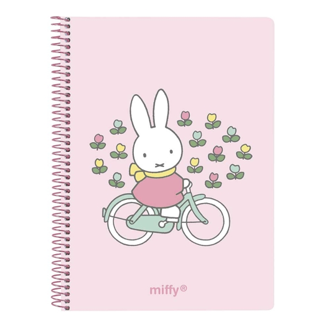 Safta Miffy Flores Cuaderno Espiral - Formato A6 - 120 Hojas - 118x146mm - Color Rosa 1