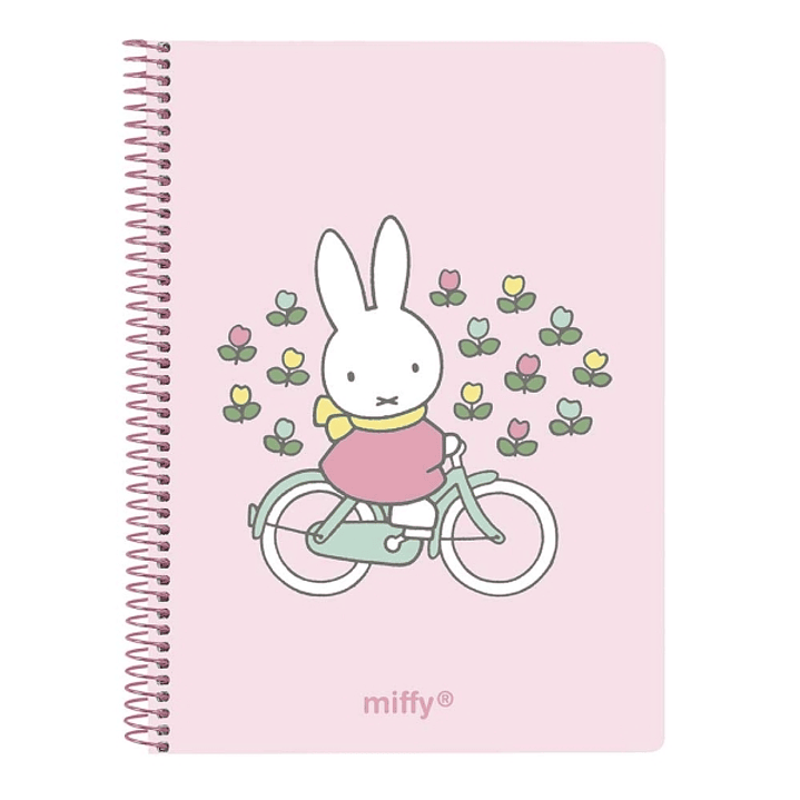 Safta Miffy Flores Cuaderno Espiral - Formato A6 - 120 Hojas - 118x146mm - Color Rosa 1